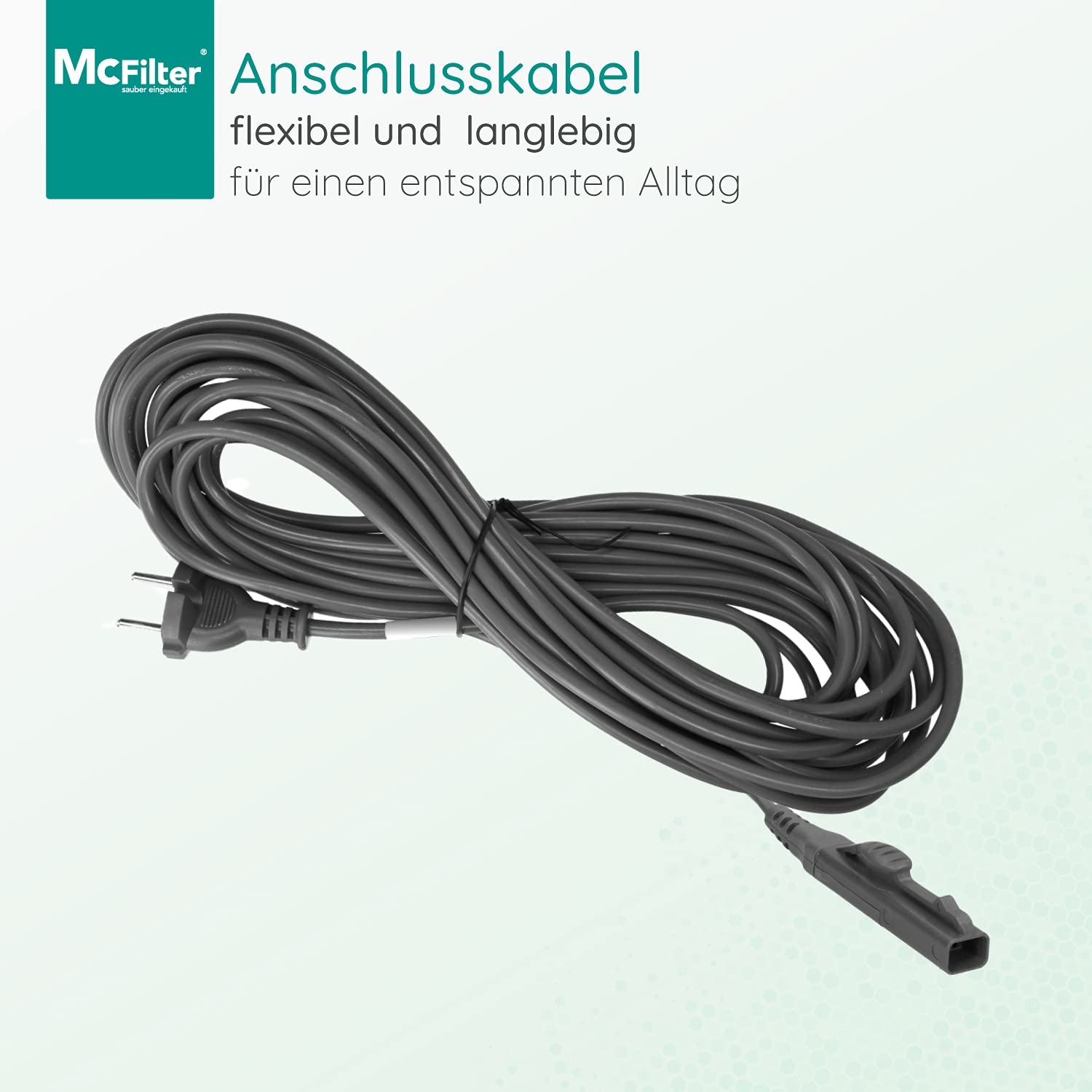 McFilter Cable para aspiradora Vorwerk Kobold VK 150 VK150 - Longitud del Cable de alimentación: 10 m | Cable de alimentación | Cable de Repuesto