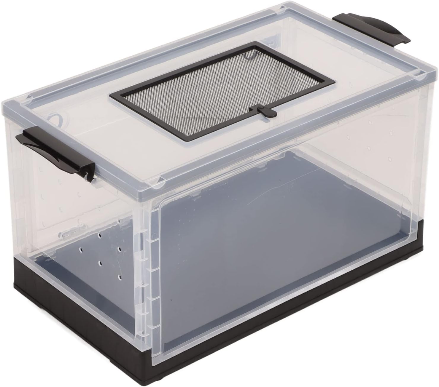 Hamster Cage, Thickened Transparent Hamster , Side Vents, Hamster Mesh Top for Cole Duck to Play (Black)