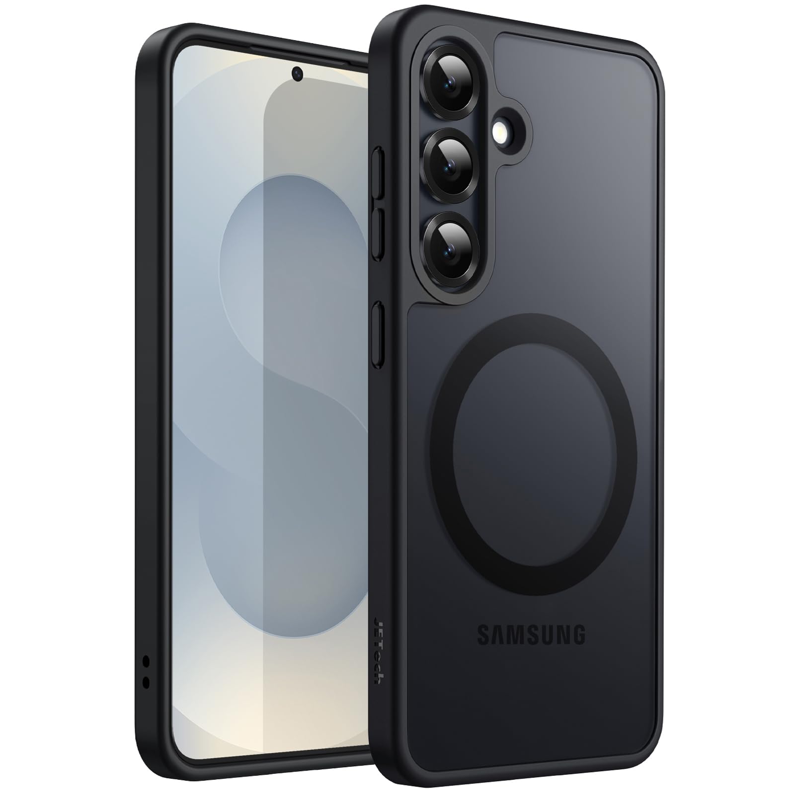 JETech Magnetisch Hülle für Samsung Galaxy S25+ / S25 Plus 5G, Kompatibel mit MagSafe, Transluzente Matt Rückseite Stoßfeste Handyhülle (Schwarz)