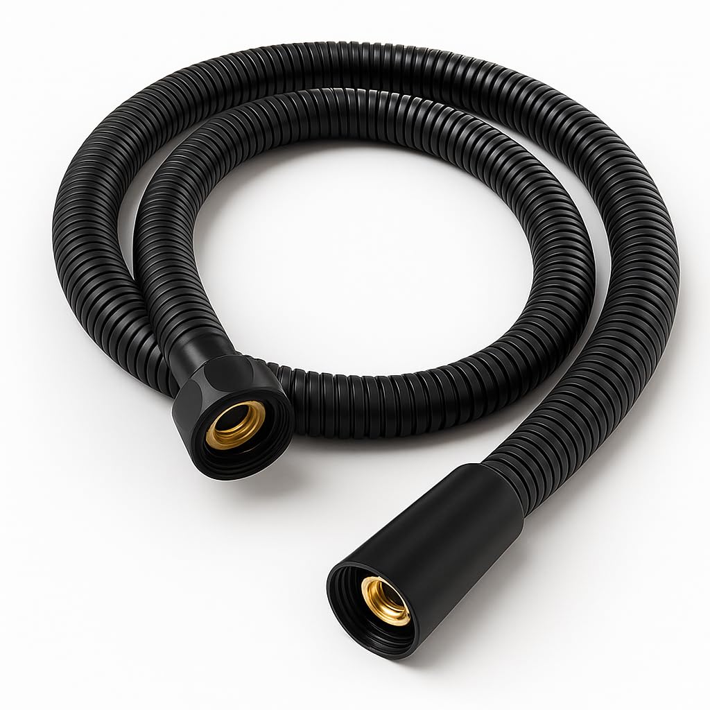 Prem's Black Flexible Tube Shower 304 Grade Stainless Steel Hose Pipe/Hand Shower Tube/Health Faucet Pipe Jet Spray Tube (1.0 Meter, Black)