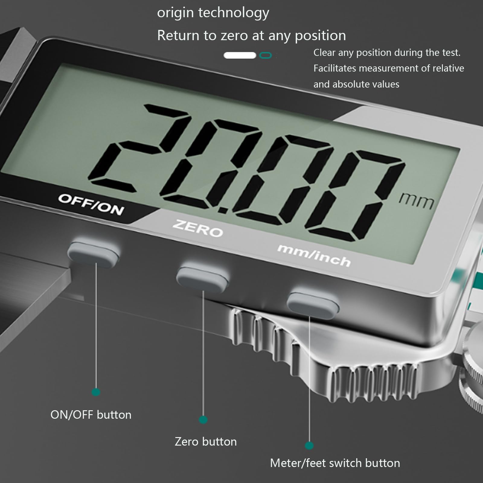 Calibre Digital, Pie De Rey Profesional Acero Inoxidable Con Pantalla LCD Grande,Conversión De Pulgadas/Milímetro Y Interruptor De Alimentación Automático,150mm