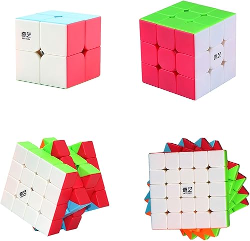 Miniatura 5 de Speed Cube Set Ahyuan Professional 4 Pack Magic Cube Bundle 2x2 3x3 4x4 5x5 cubos sin calcomanías, colección rápida y suave, rompecabezas de juguete