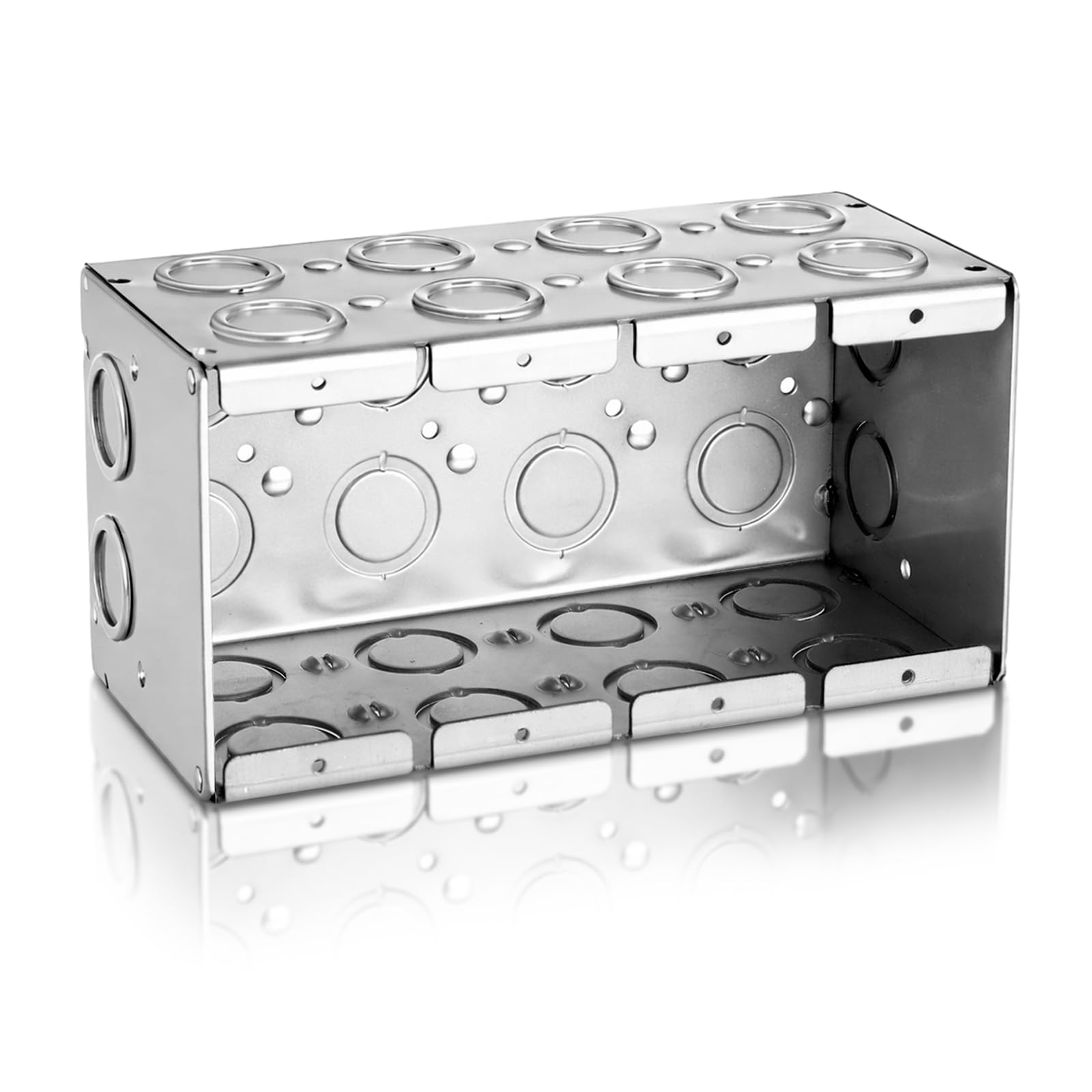 Photo 1 of Yaocom 1 Pack 4 Gang Electrical Box Metal Electrical Box Masonry 3.5 Inch Deep 89.8 Cu Multi Device Switch Square Alloy Steel Wall Embedded for Multiple Wiring Configurations