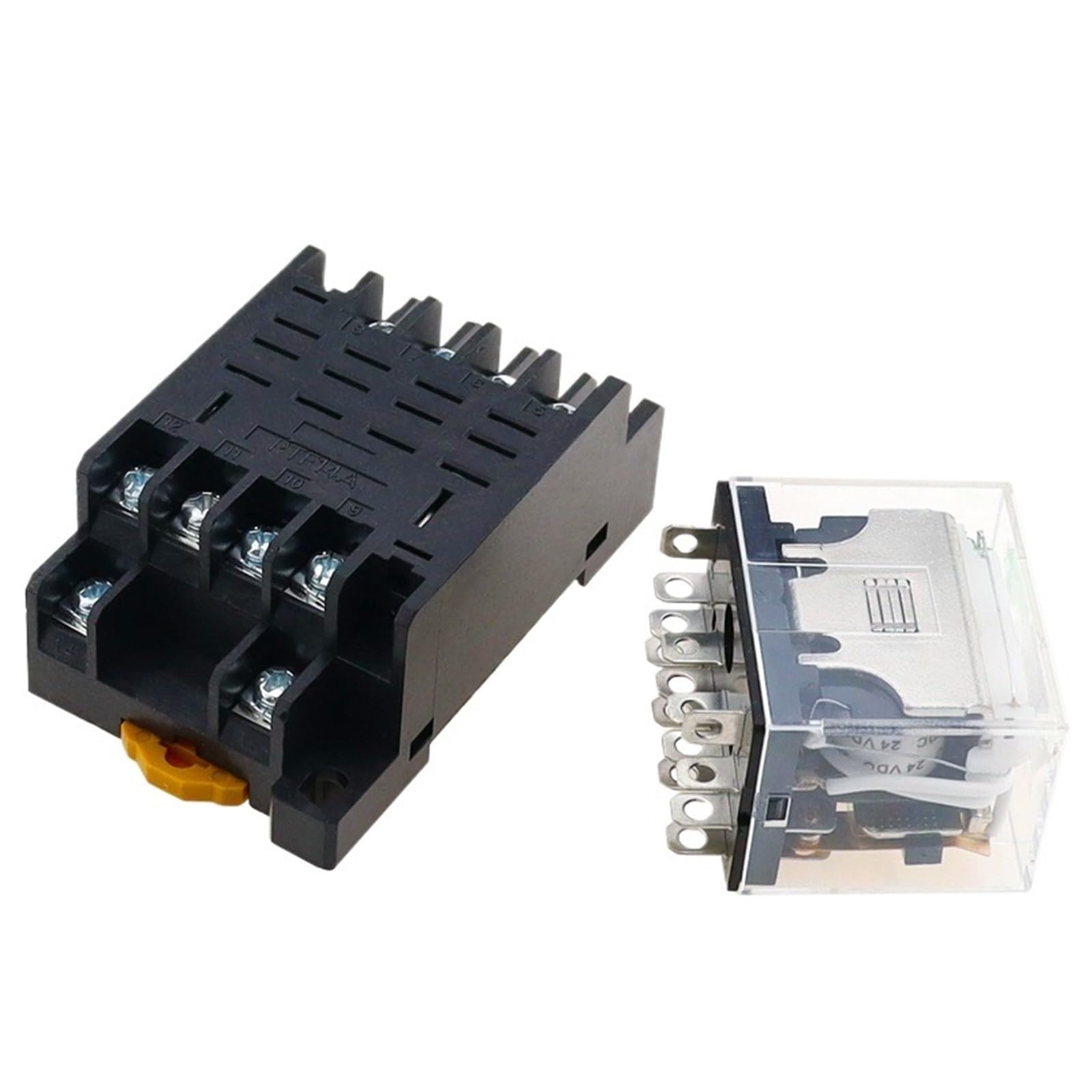 LY4NJ HH64P CA 110 V 220 V 12 V 24 V 14 PINES 10 A Contacto de plata Bobina de relé de potencia 4PDT con base de zócalo LY3NJ HH62P LY2NJ(DC24V)