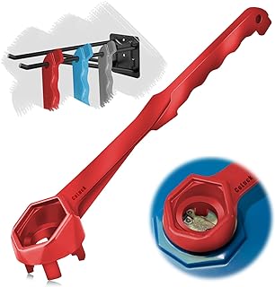 Bung Wrench 55 Gallon Drum, 3-in-1 Drum Wrench Upgraded, Aluminum Barrel Opener Tool for Opening 10 15 20 30 55 Gallon Drum, Fits 2" and 3/4" Bung Cap Red