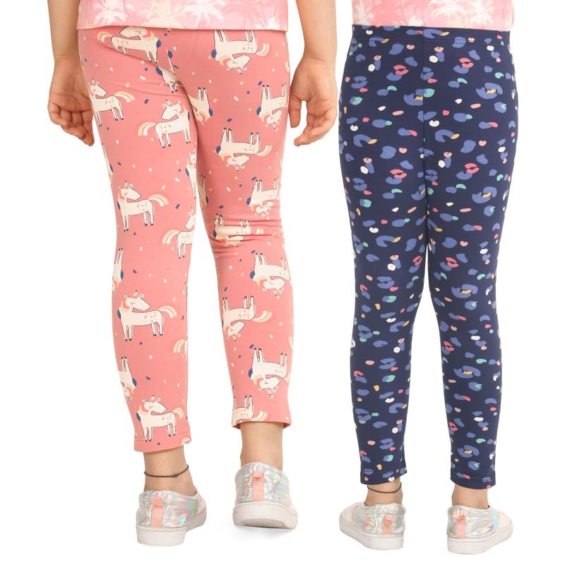 Image of ARIEL Cotton Printed Non-Transparent Regular Fit Ankle Length Leggings for Girls