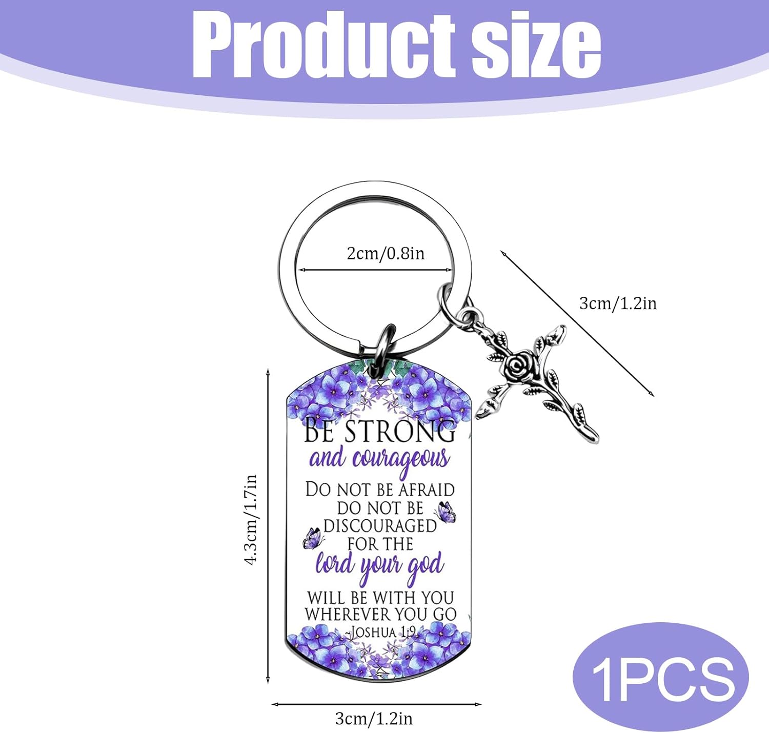 Christian Keychains for Women Religious Gifts, Inspirational Bible Verse Key Ring with Cross & Heart Charms, Faith Jewelry for Teens First Holy Communion, Scripture Keepsake for Men Friends - Image 2