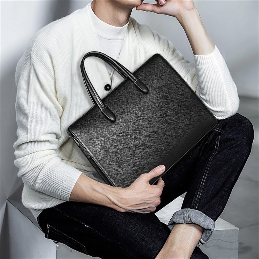 Men's Bags Genuine Leather Fingerprint Lock Handbag Large Capacity Computer Bag Practical Briefcase
