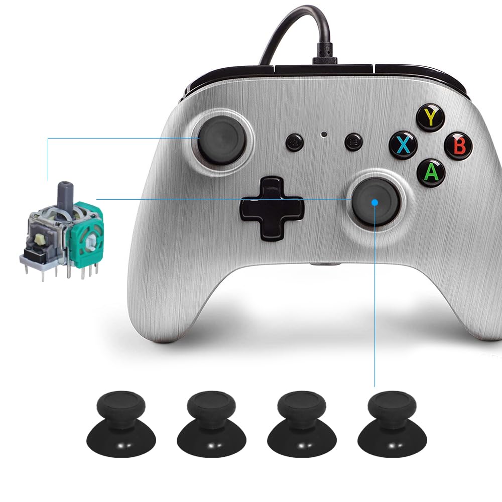 Kit de piezas de repuesto de 38 piezas de joysticks, botones de parachoques de  para pulgares, palillos de repuesto, silicona para sombrero, cepillo, cubiertas de sombrero, 8 unidades cada una 5