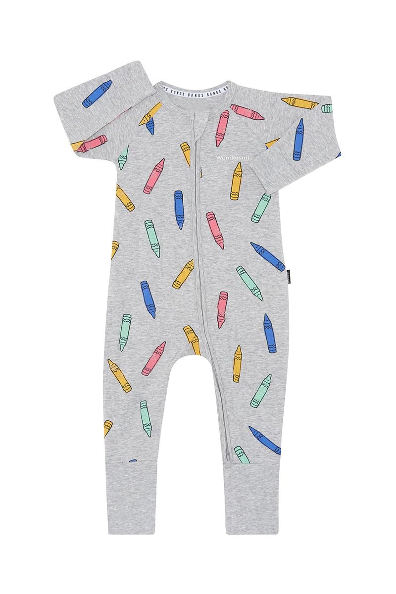 BondsZip Wondersuit - Crayon Box Grey Marle, Camo Sssnake