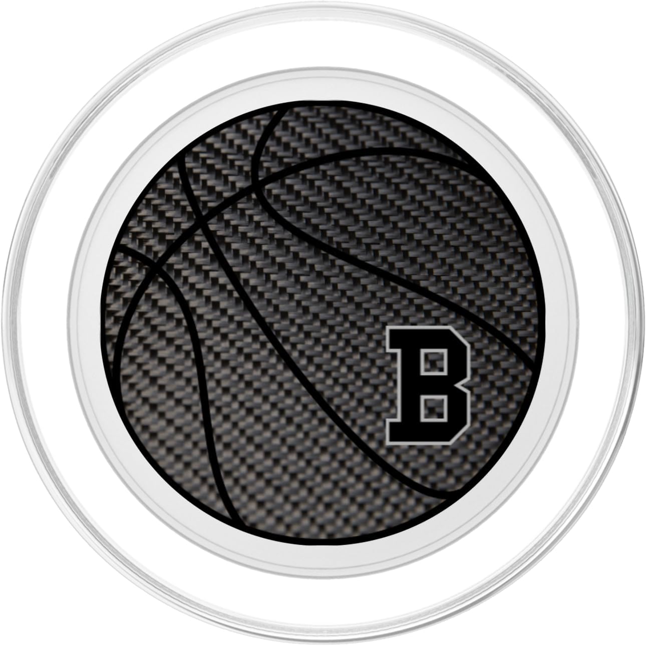 Basketball letter B black phone stand, initial B for men PopSockets PopGrip: Swappable Grip for Phones & Tablets PopSockets MagSafe PopGrip for iPhone