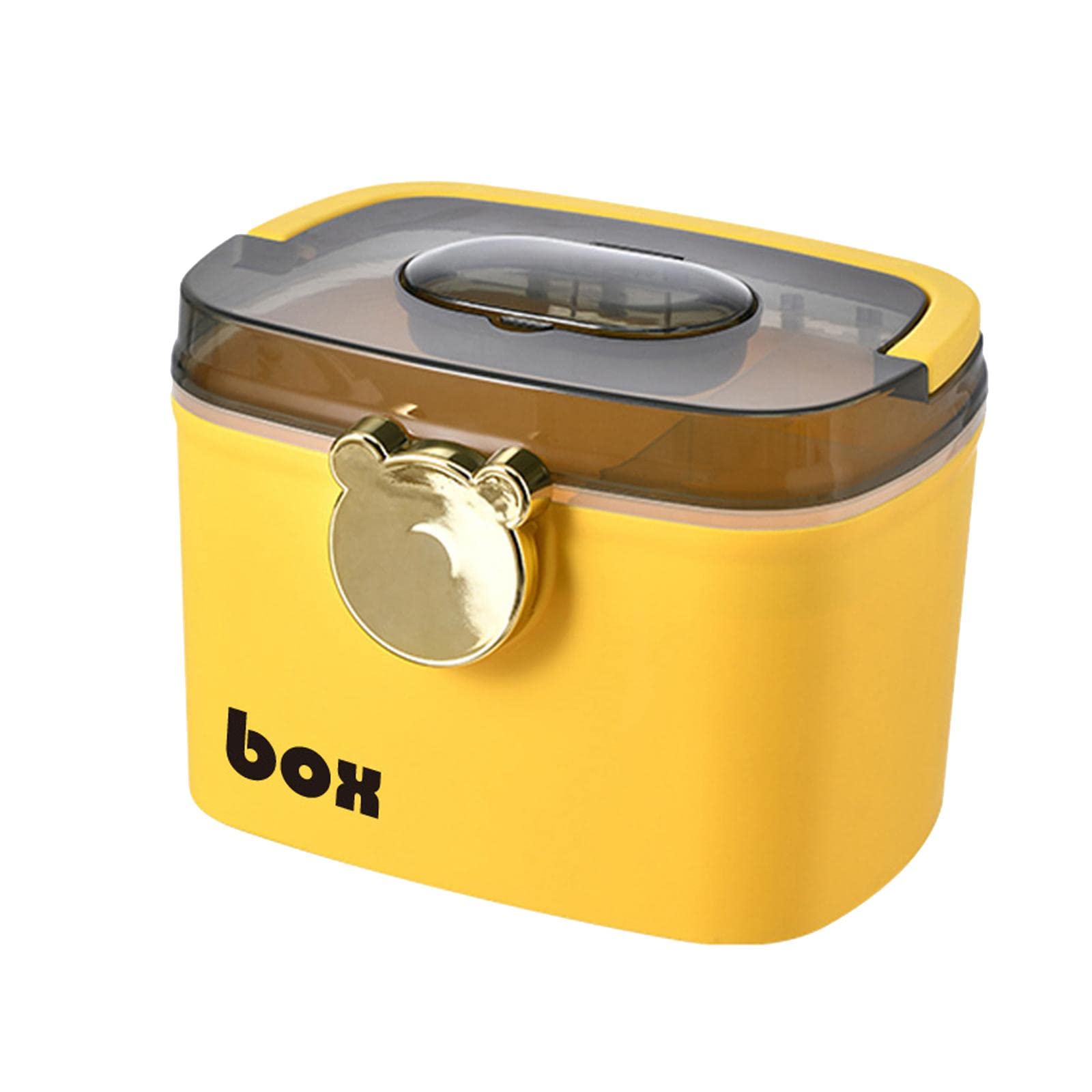 Home Emergency Medicine Storage Box Container Removable Tray Large Yellow-image-16