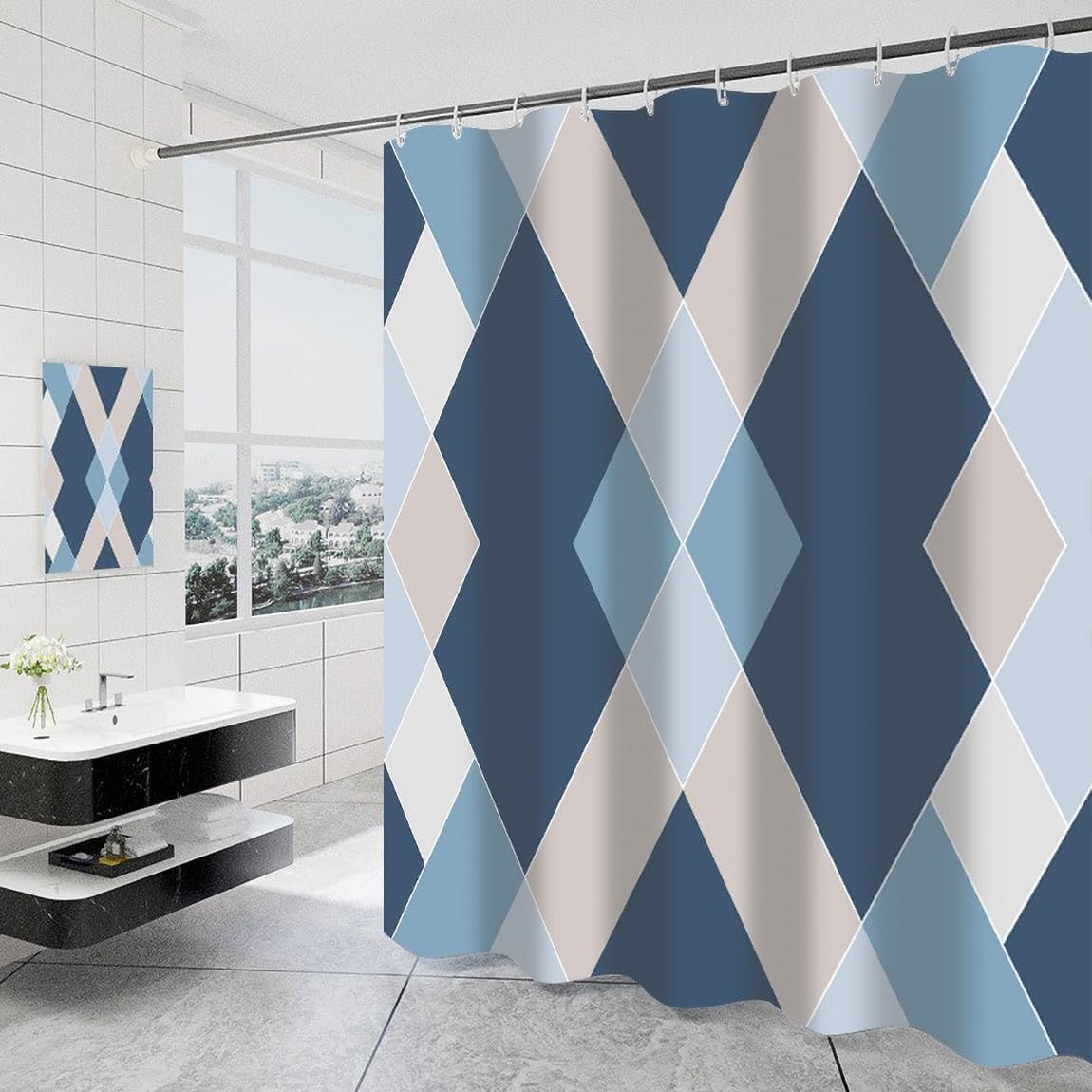 GONOVE Shower Curtain for Bathroom 200 x 200 cm Anti-Mould Mildew Resistant Waterproof Polyester Fabric Butterfly Shower Curtain Liner Bath Curtain with Hooks, Washable and Weighted Hem — view 21