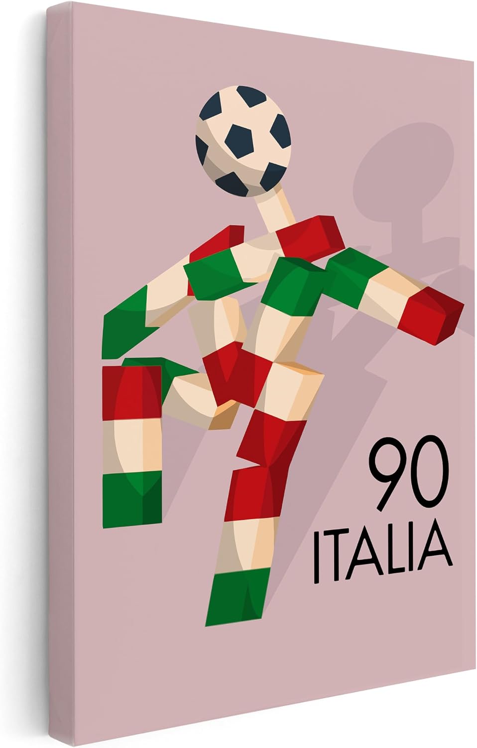Poster Master Illustration Canvas - Retro Sports Print - FIFA World Cup 1990, Italy, Football, Soccer, Ciao - Gift for Athlete, Friend - Wall Decor for Home, Dorm - 8x10 STRETCHED Canvas