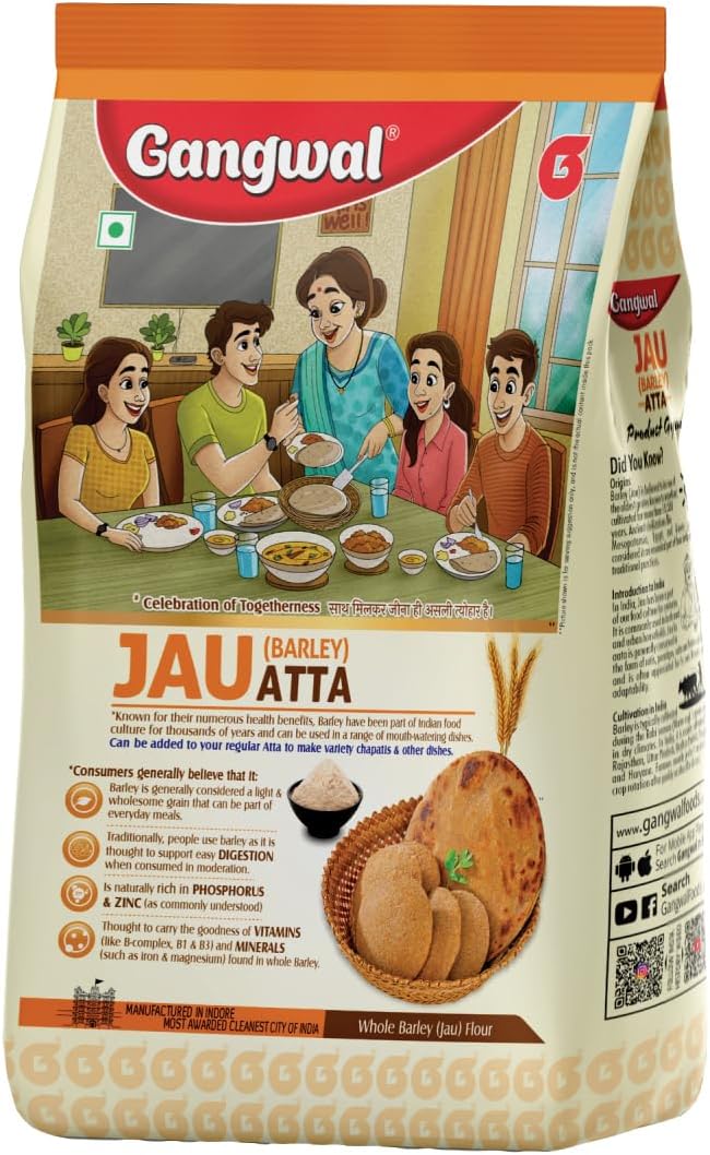 Gangwal Barley Flour (Jau Atta) 500g | 100% Natural Pearl Barley Flour | Jau Ka Atta | Rich in Dietary Fibre & Nutrients | No Preservatives |
