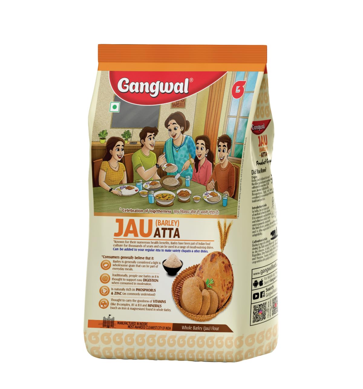 Gangwal Barley Flour (Jau Atta) 500g | 100% Natural Pearl Barley Flour | Jau Ka Atta | Rich in Dietary Fibre & Nutrients | No Preservatives |