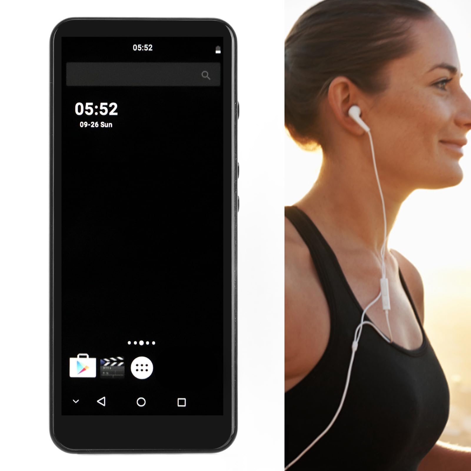 Focket Reproductor MP3, Pantalla IPS HD de 5.0 Pulgadas Reproductor MP4 WiFi Bluetooth, de Música Portátil con Batería de 2050 MAh para Viajes Deportes Estudiantes Ancianos (Black)
