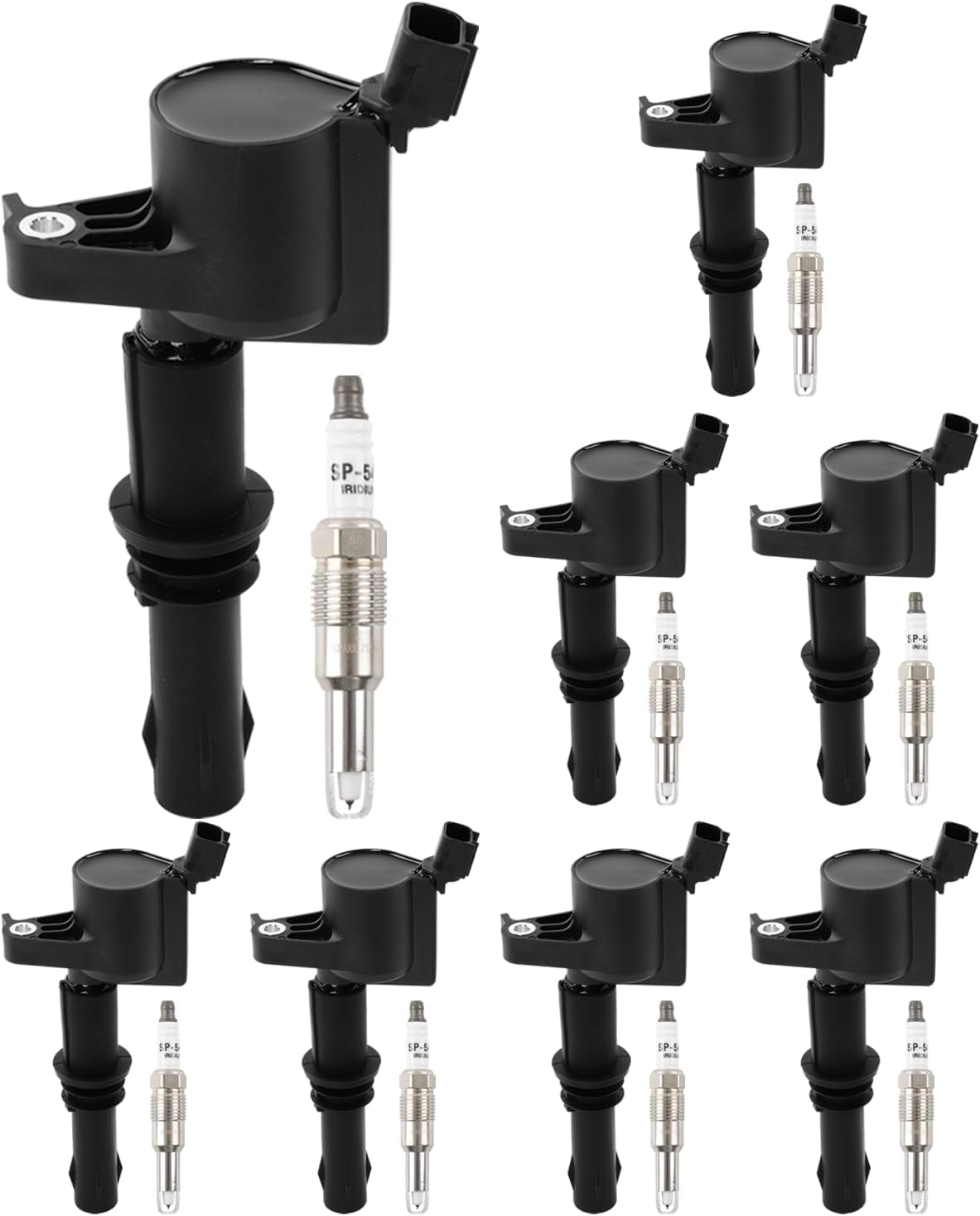 Set of 8 DG511 Ignition Coil Pack & Iridium Spark Plugs Compatible with Ford F150 F250 F350 F550 Super Duty 5.4L, Navigator/Mark LT 5.4L, Replace# FD508 C1541