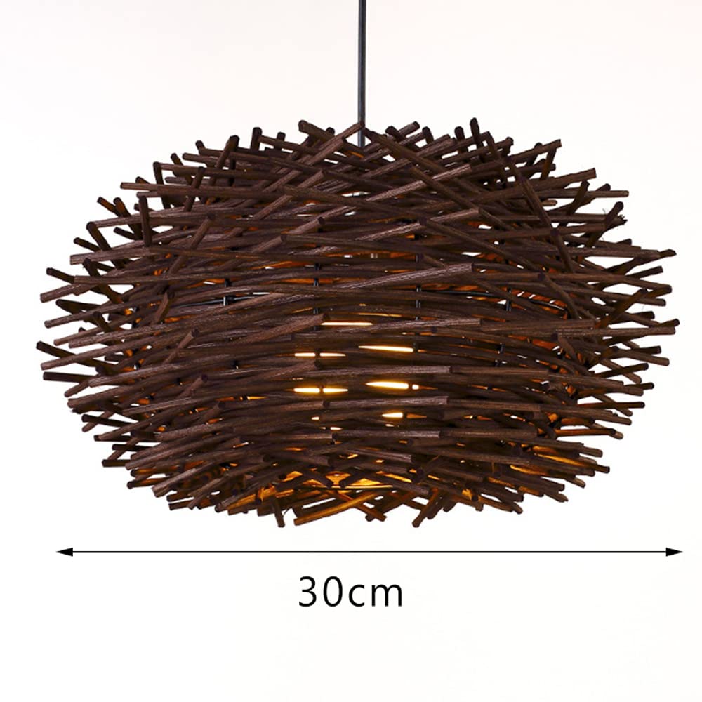 Rétro Lustres Lumière Naturelle De Bambou Et Plafonnier Rotin Vintage E27 Éclairage Plafond Tissées Main Pour Manger Chambre Salon Bar Café Pendentif