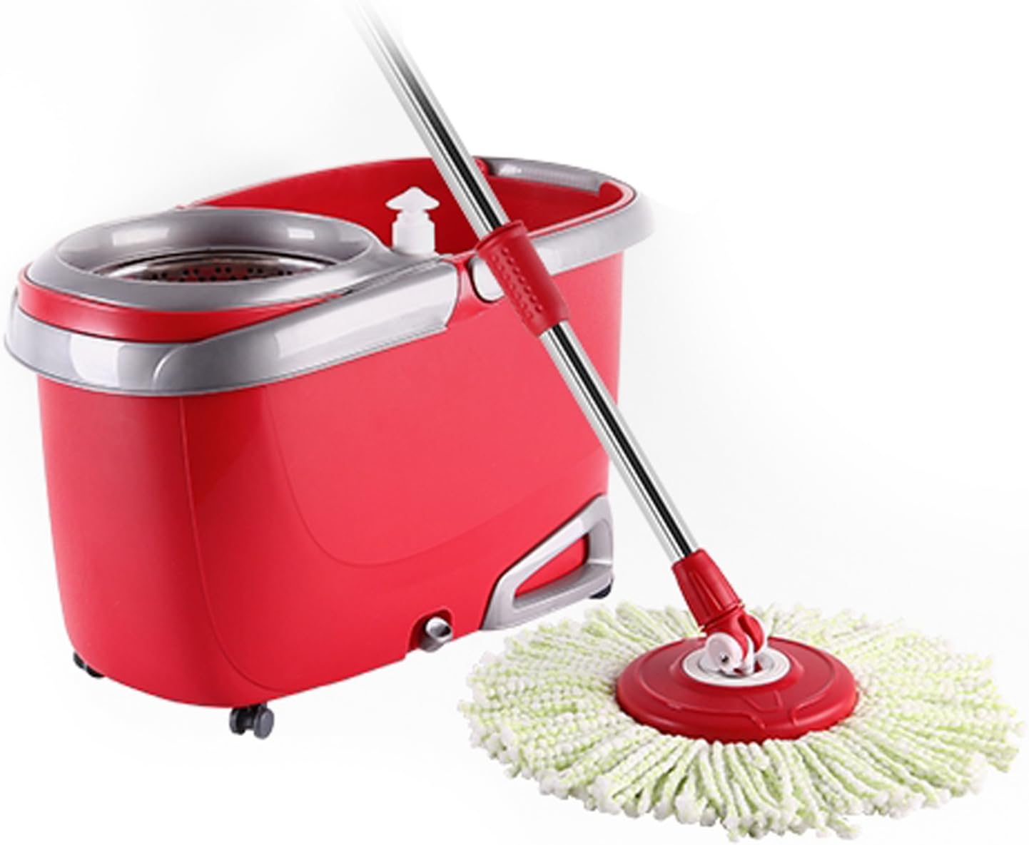 Arevo Whirlwind Wet Spin Mop and Rolling Bucket for Floor Cleaning, Easy Wring System, Soap Dispenser, Washable Microfiber Cloth Broom and Caster Wheels