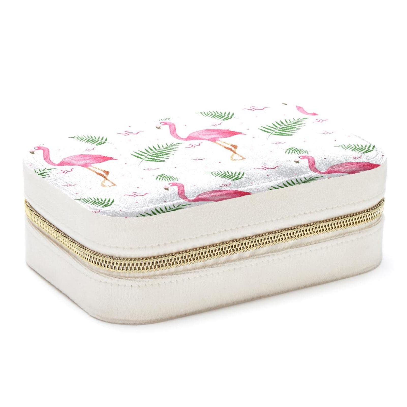 Boîte à bijoux de voyage flamant rose petit format coffret de rangement pour bague et collier