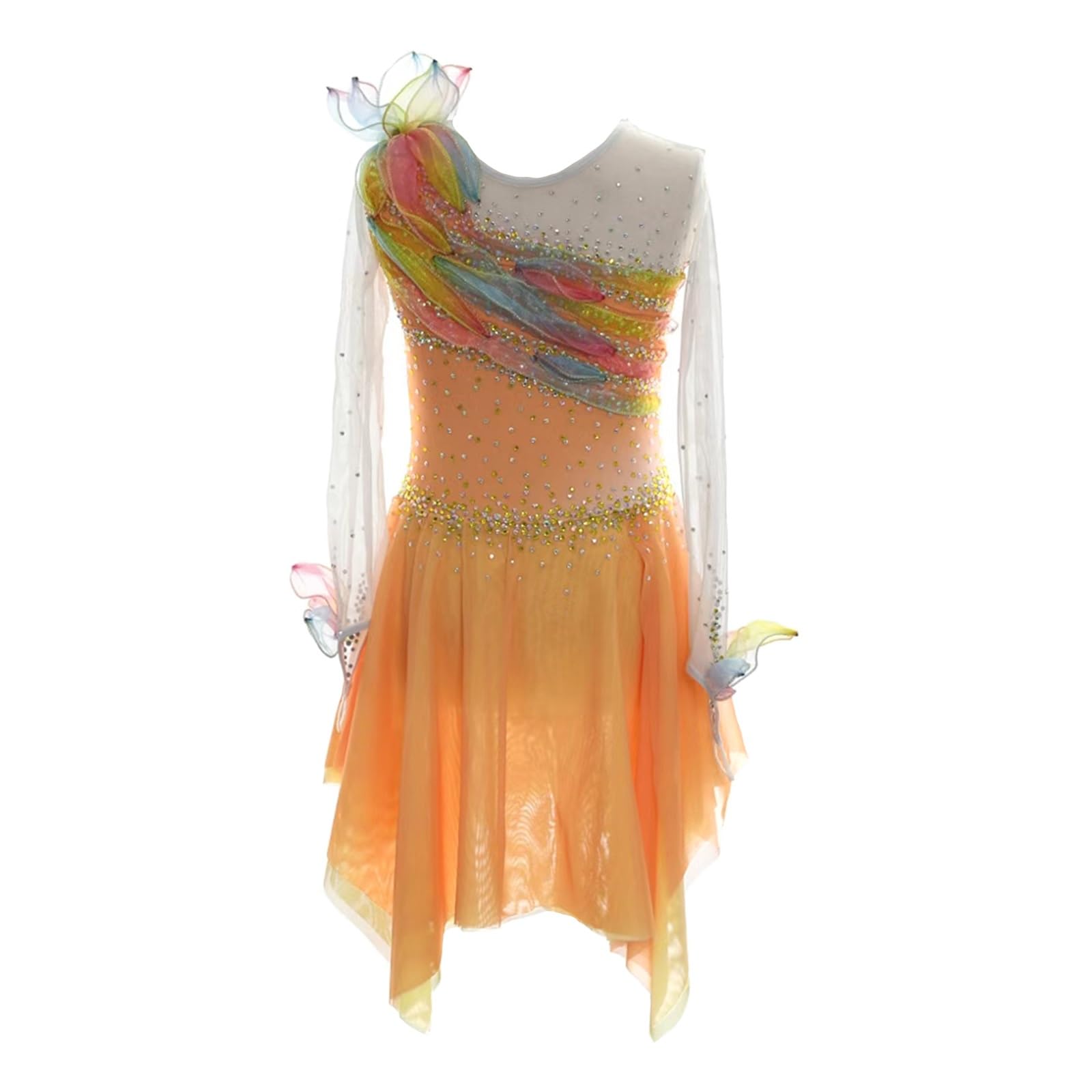Vestido De Patinaje Artístico For Niñas, Mangas Largas Líricas Personalización Uniformes De Hielo Inmigración For Mujeres