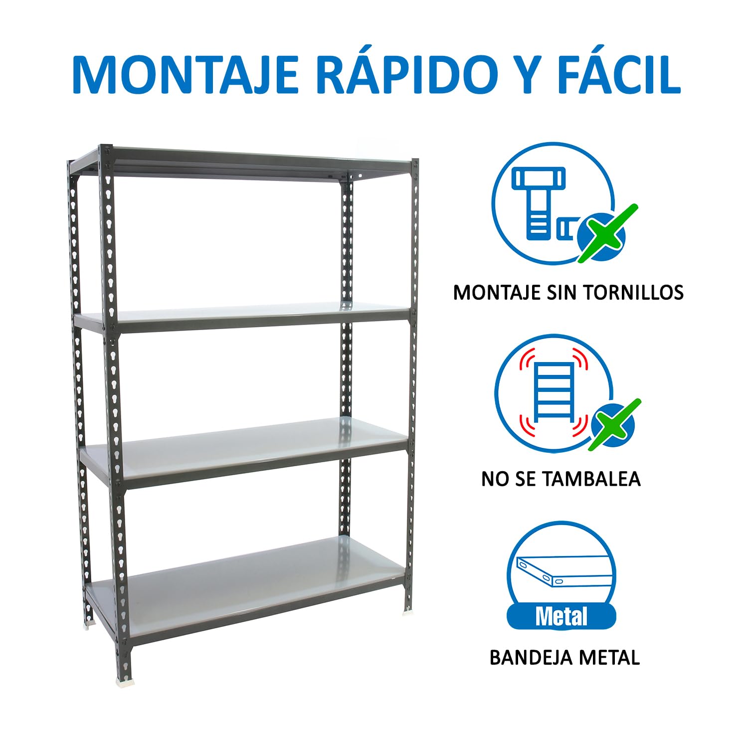 Simon Rack Regał metalowy 1500x1200x500 mm, 4 półek, nośność 200 kg na półkę, regał magazynowy i garażowy, stabilna konstrukcja, kolor Antrakit/Ocynkowany – SimonClick