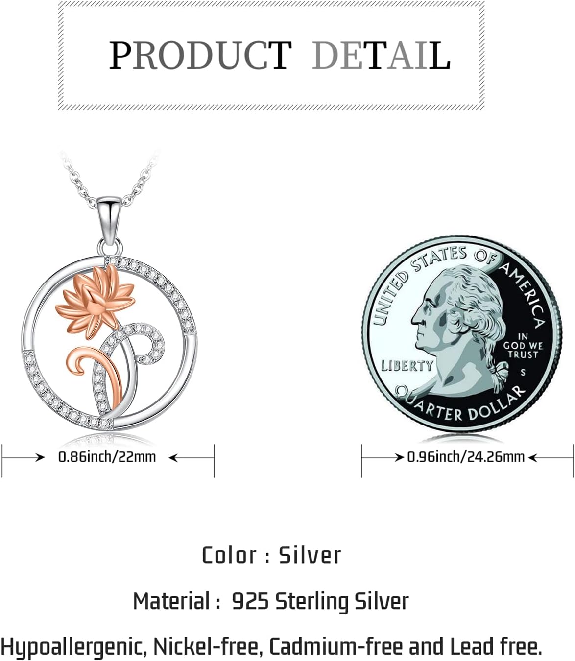 Birth Flower Necklace 925 Sterling Sliver Natural Pendant Jewelry Birthday Gifts for Women Mom Hikers Campers - Image 4