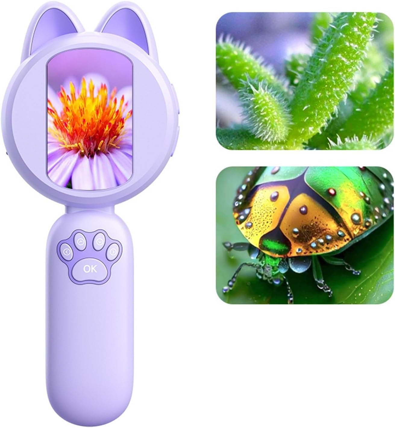 2インチ IPS デジタル顕微鏡 1000倍 ハンドヘルド顕微鏡 子供用 8個のLED付き コイン顕微鏡 屋外用 植物、STEM、P