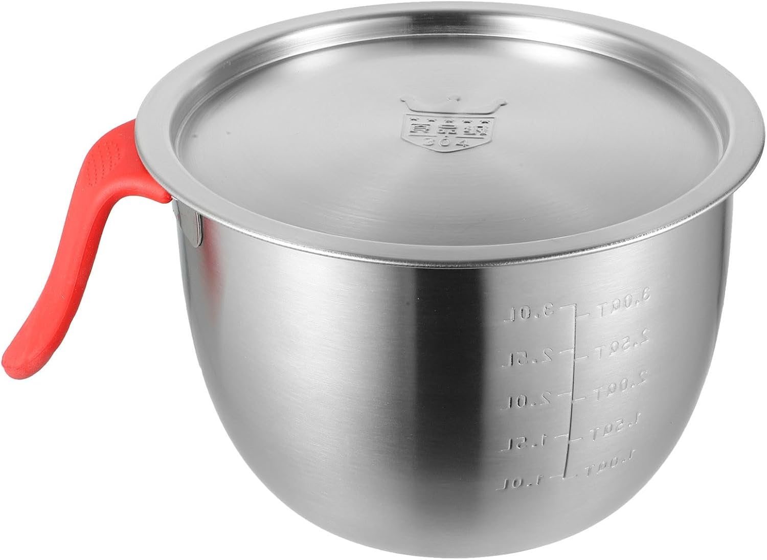 GLEAVI Stainless Steel Mixing Bowl with Lid and Handle 21Cm Deep 304 Food-Grade Metal Salad Bowl for Kitchen Baking and Cooking Prep