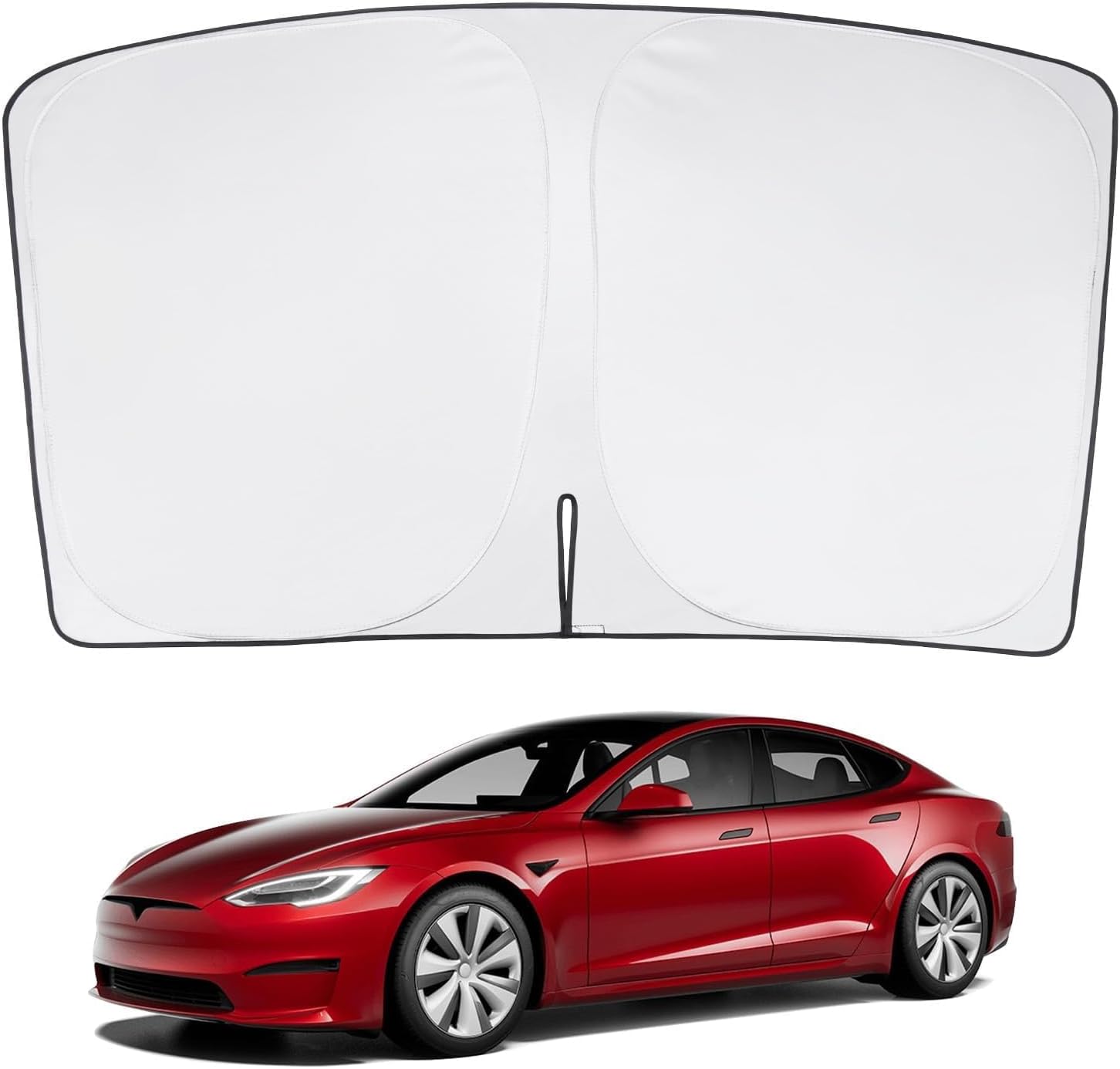 BASENOR 2026-2021 Tesla Model S Windshield Sunshade [Proprietary Design] [UV Protection] Foldable Heat Insulation Sun Shade Front Window Cover for Model S Accessories