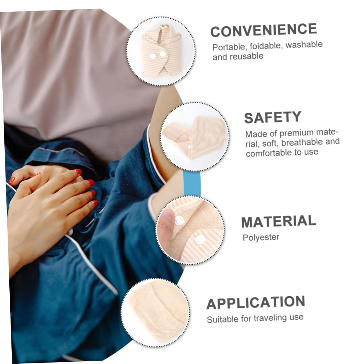 FRCOLOR 4 unidades de compresas menstruales de tela lavables para mujer, reutilizables, almohadillas menstruales, almohadillas de algodón orgánicas, compresas sanitarias portátiles, toallas de tía