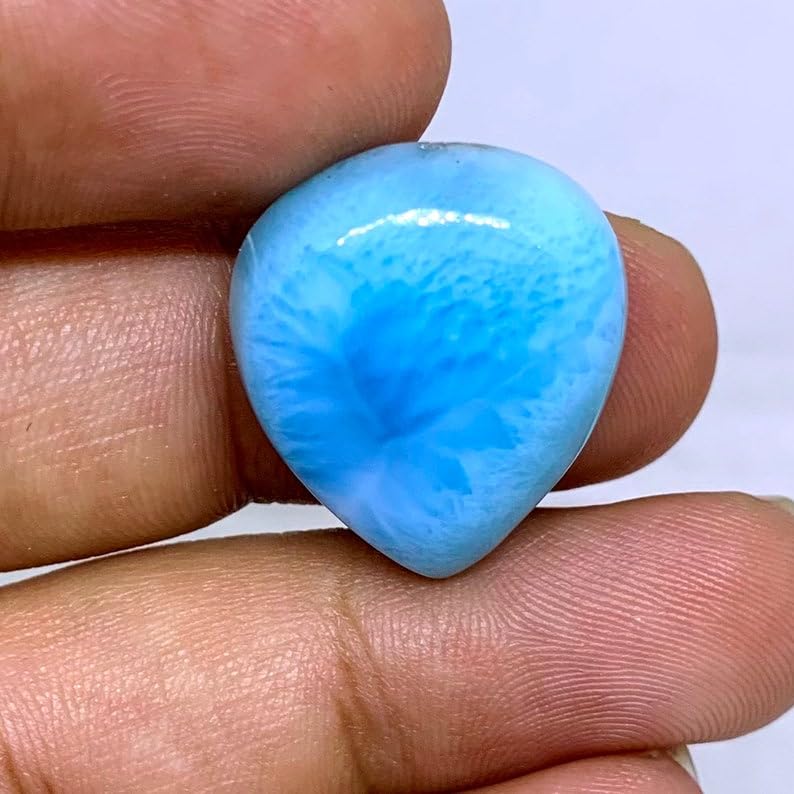 Larimar pour bague et pendentif cabochon poire naturelle 32mm - 4