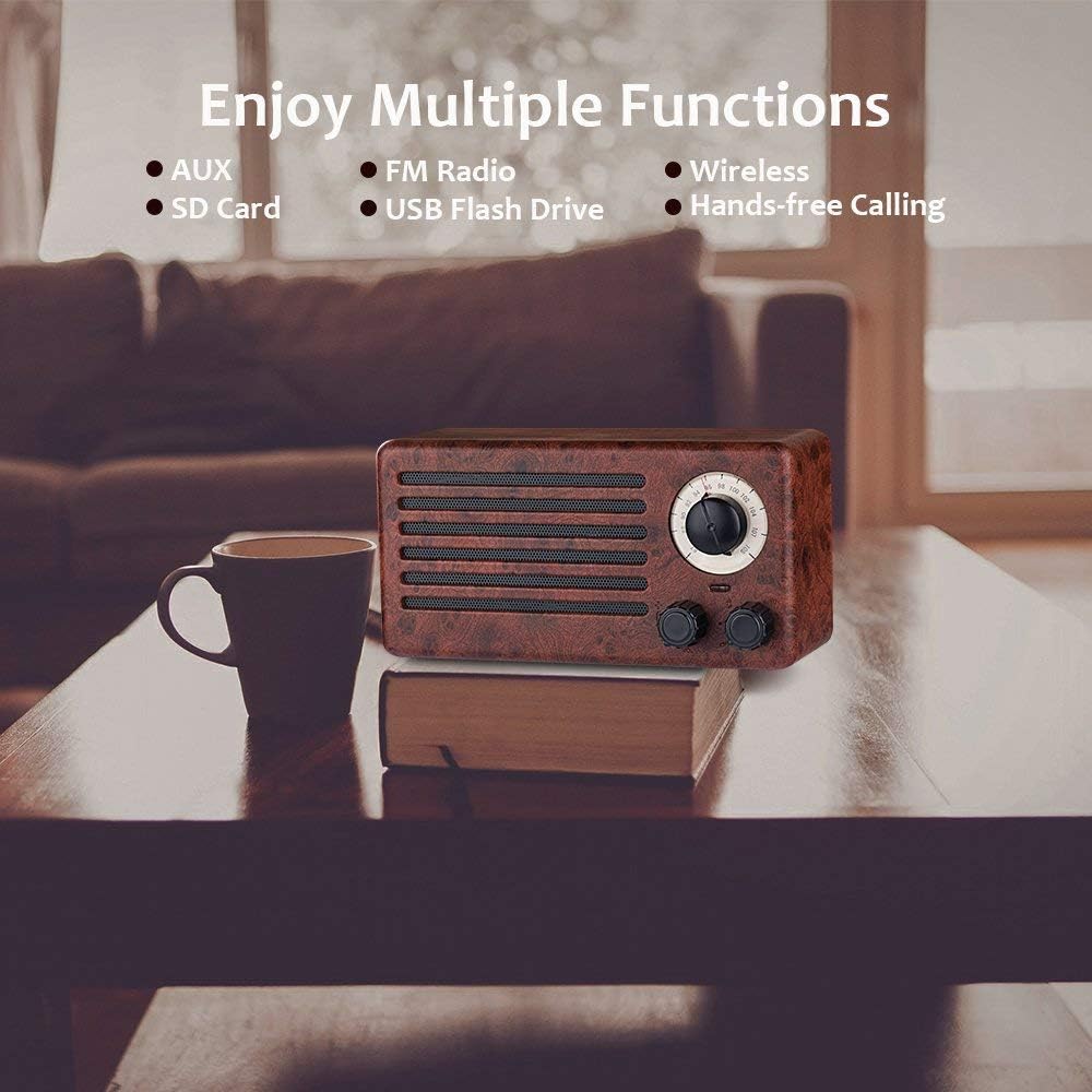 Prоmо Dіѕсоunt Uр Tо 70% оƒƒ Easyinsmile Retro Bluetooth Speaker and FM Radio Old Fashioned Classic Style Portable Wooden Wireless Bluetooth 4.2 USB Port/AUX/TF Card/MP3 Player(Walnut)