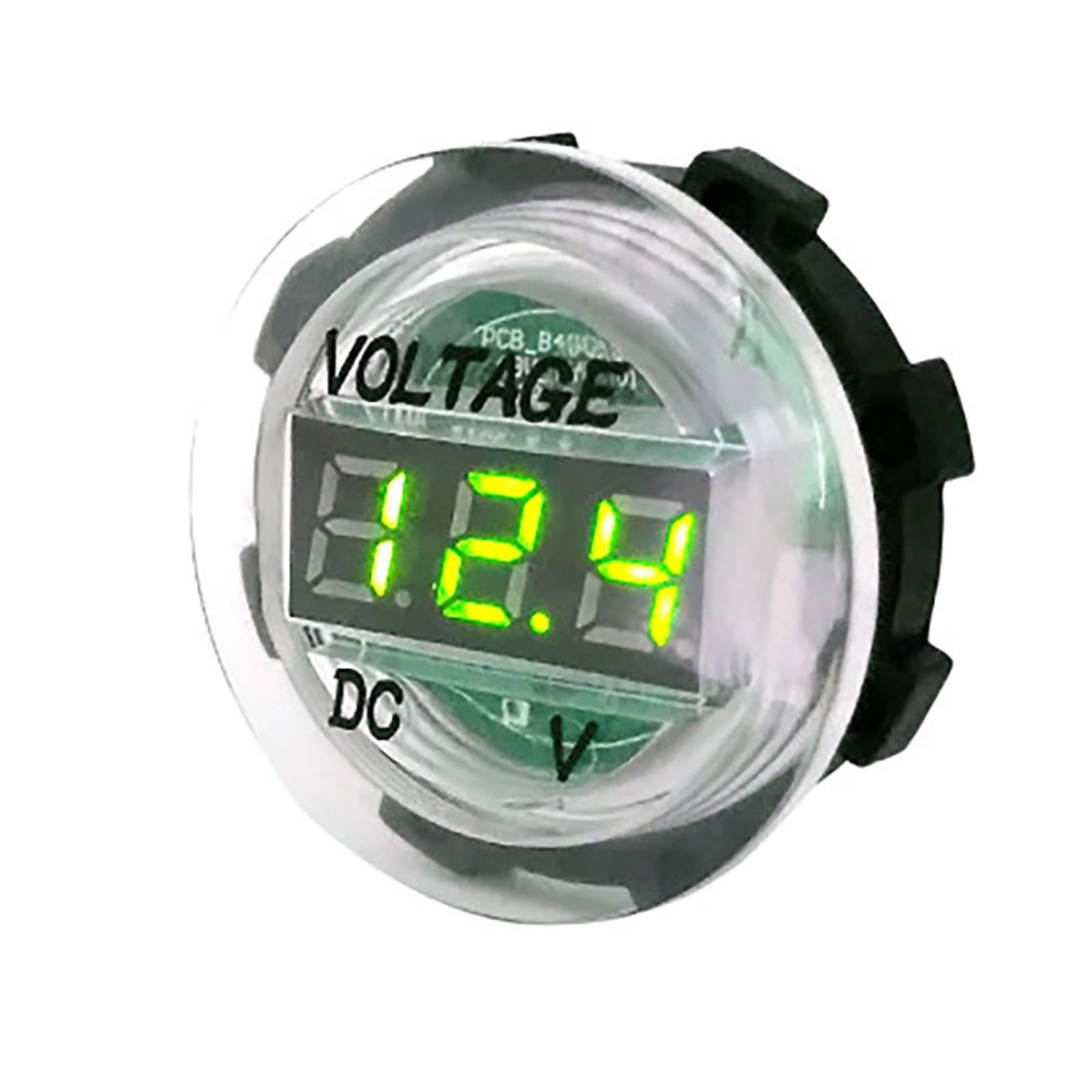 UAMOU Misuratore di Tensione Circolare Impermeabile Display voltmetro Display Digitale a LED DC 12V Rilevatore voltmetro di Bordo Moto 24V Cheerfully (Color : Green)
