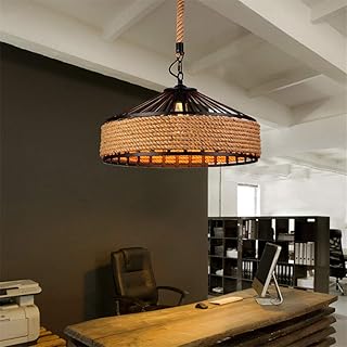 JYDQM Lustres, Lustres Rétro, Support de Lampe E27, Suspension En Corde de Chanvre, Plafonnier Réglable En Hauteur 60 W Maximum, Adapté Au Salon, À La Cuisine, À La Chambre,Ø50Cm