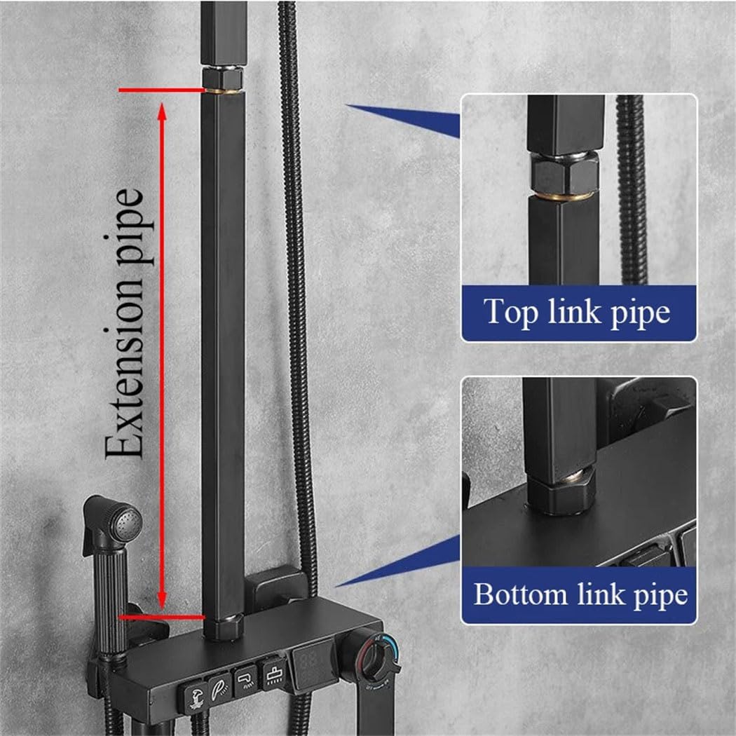 Generic Bathroom Shower Faucet Extension Pipes Square Circular Tubes 30/40/50Cm Pipeline Stainless Steel Material Pipe Tube, Brushed Nickel 30cm