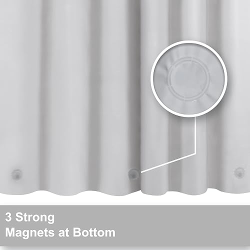 Miniatura 3 de Barossa Design Forro de cortina de ducha, sin PEVA, BPA y PVC, sin olor químico, cortina de ducha ligera de tamaño estándar con 3 imanes, ojales de