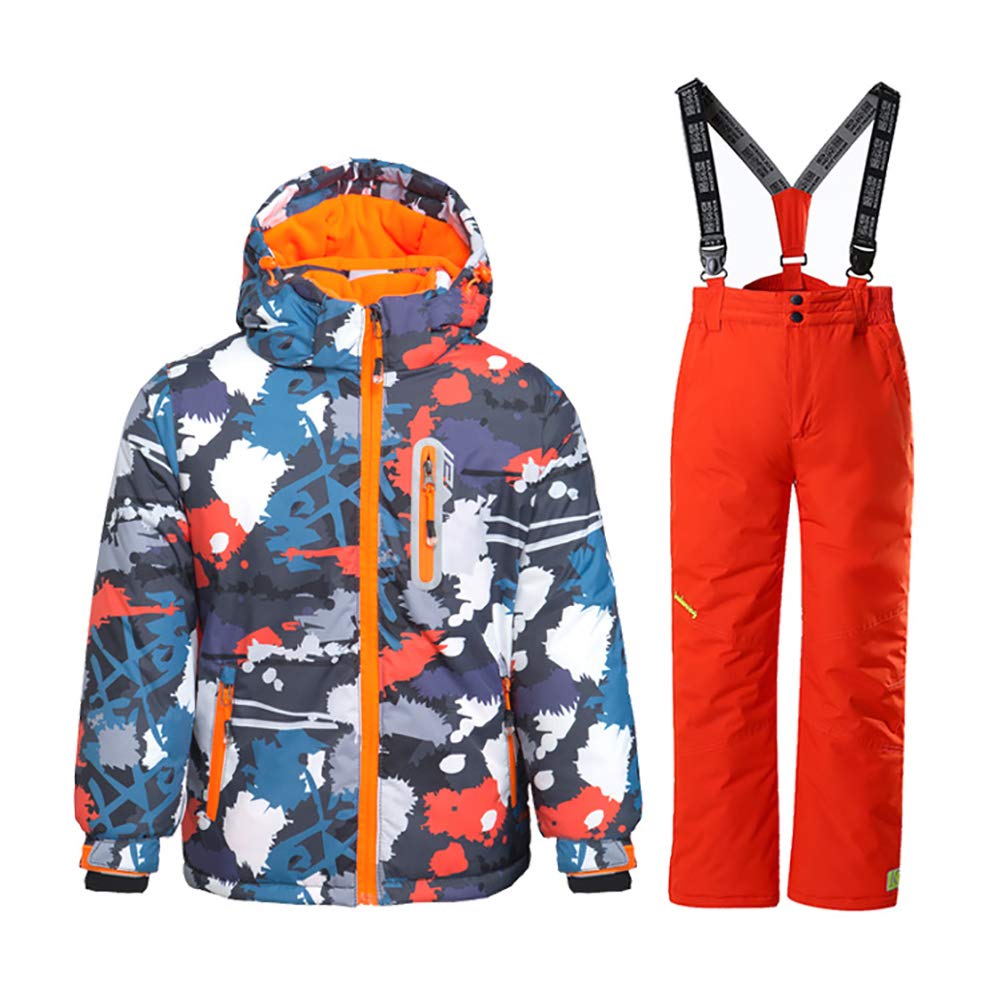 HOTIAN Boys 2 Piece Ski Jacket Snow Jacket Pants Suits Windproof Waterproof Winter Coats