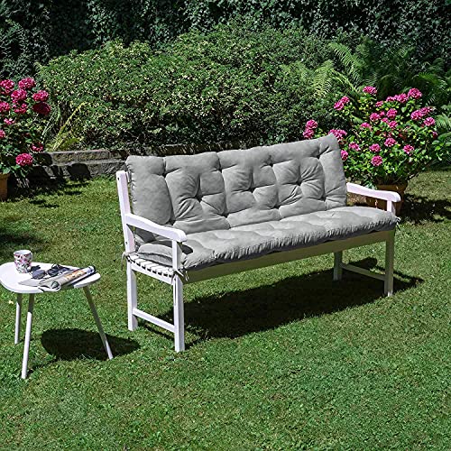 Hzwdd Waterproof Bench Cushion With Backrest, 2 Or 3 Seat Swing Replacement Cushions With Throw Pillow Overstuffed For Garden Patio Swing Outdoor Bench Cushions #TOP3