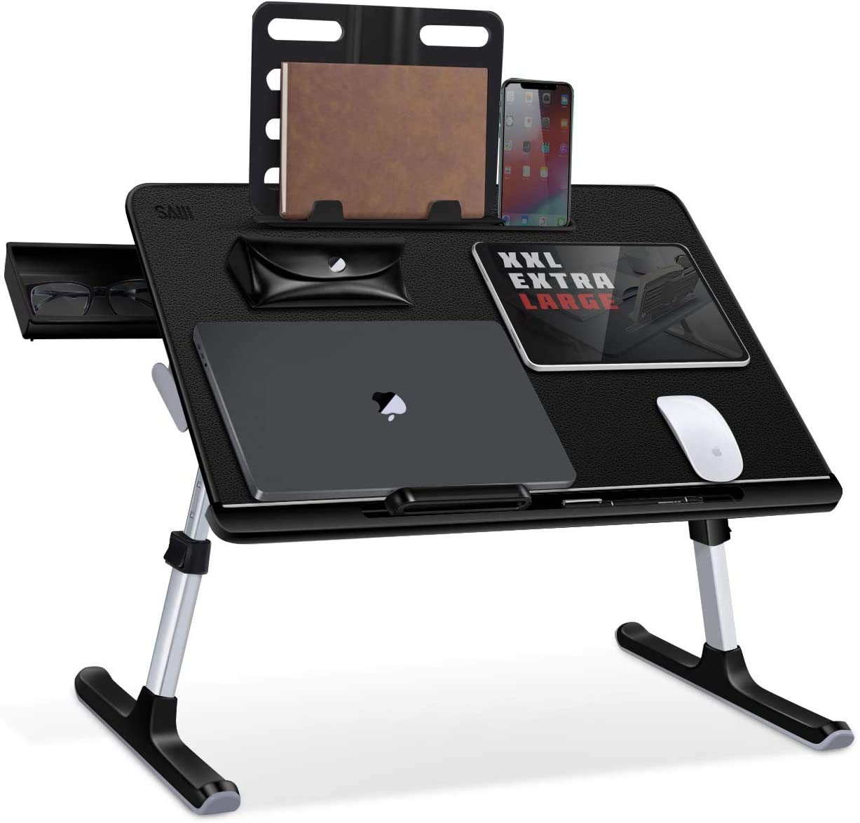 Laptop Bed Tray Table, SAIJI Adjustable Bed Desk for Laptop, Foldable