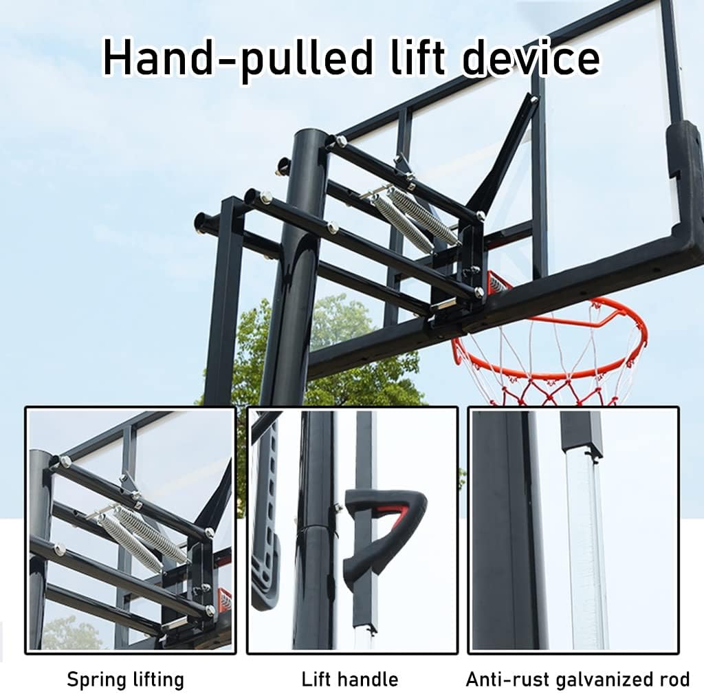Portable Basketball Stand with Wheels, Liftable Basketball System, Adjustable Height Basketball Stand, Indoor Outdoor Play