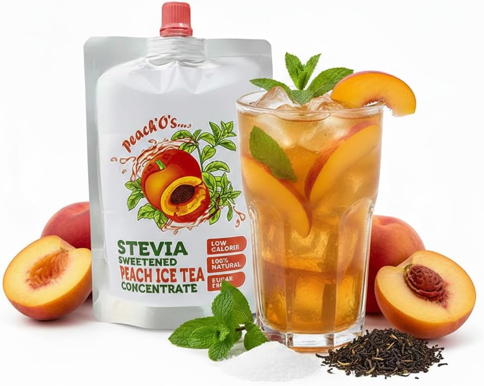 Suga-Free Peach Ice Tea Syrup, Naturally Sweetened With Stevia, Suitable for All Age Groups Including Diabetics. Delicious To Taste, Pack Of 1 (200ML)
