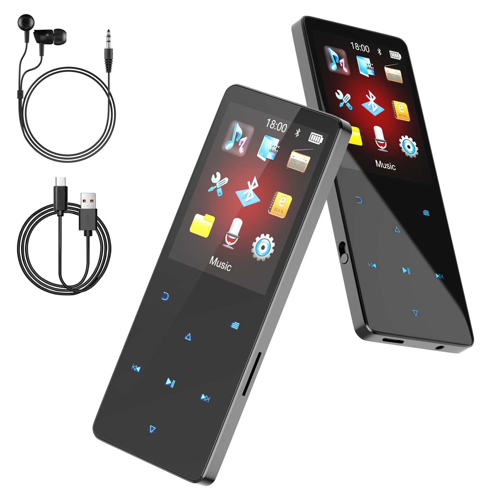 Lettore MP3 Bluetooth 5.3 Con Clip – 64GB + Espandibile, HiFi, Radio FM, Pedometro, Registratore, Per Sport E Viaggi