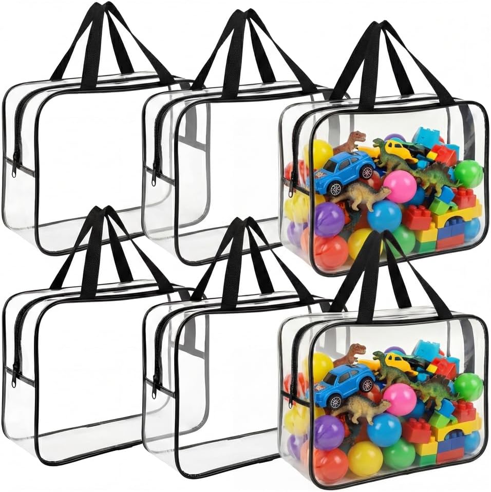 6 Packs Clear Organizer Bags,Storage Bags With Zipper, Travel Waterproof Organizer Bags With Zipper For Building Blocks, Puzzle,Send Goods From Local Warehouse