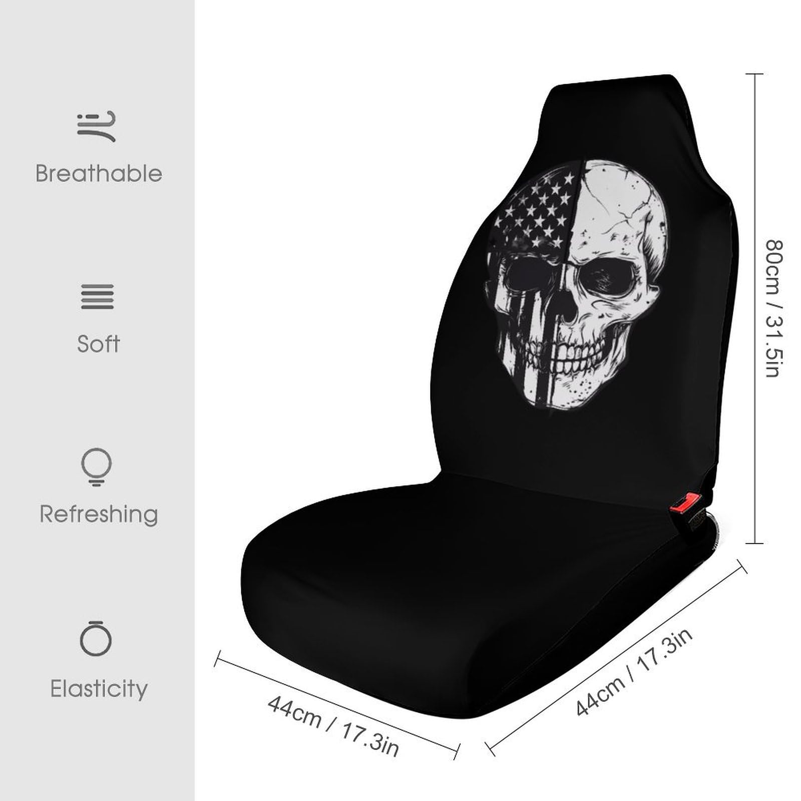 Am-erican Flag Skull Skeleton Car Seat Covers Universal Car Front Seats Protector Auto Interior Accessories 1PCS
