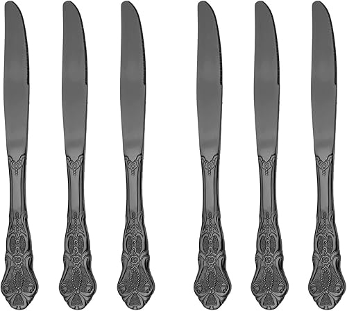 Miniatura 9 de Jankng Juego de cubiertos negros de 20 piezas juego de cubiertos martillados Royal hechos de acero inoxidable incluye cuchara de tenedor y cuchillo