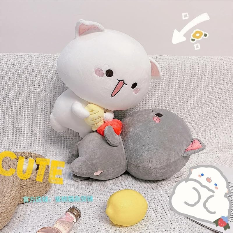 Image of Peach Cat Plush Cat Toy - Soft & Cuddly Peach Goma Stuffed Animal for Kids & Adults - Peach Plush