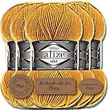 Alize Superlana Midi - 5 ovillos de 100 g de lana turca de algodón y acrílico liso, 2)