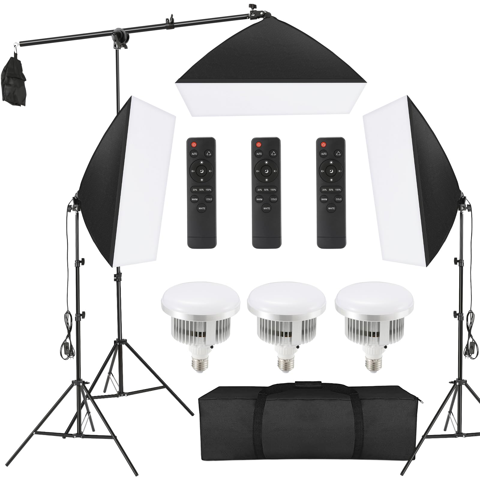 Tiandirenhe LED-Softbox, mit 85 W, 2800 K-5700 K, zweifarbiges LED-Licht, Softbox mit 50 x 70 cm, Fernbedienung, Beleuchtungsset für Fotostudio-Ausrüstung (3-teiliges Set)